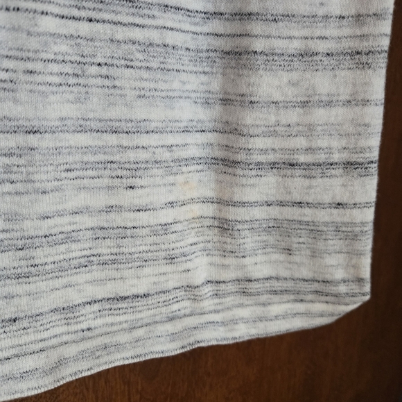 Express Body Con Open Back Grey And Off White Striped Long Dress - Picture 4 of 5